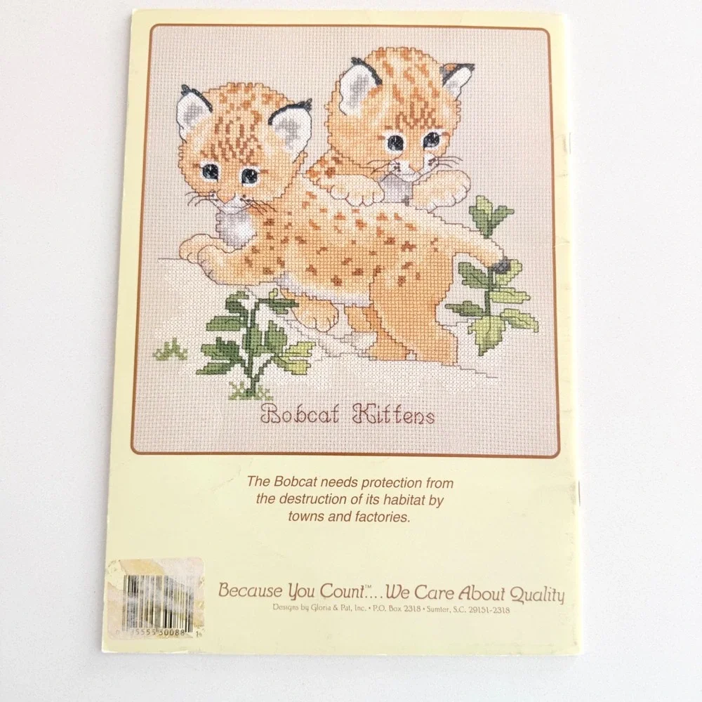 Lot‎ 2 Vintage Cross Stitch Pattern Books Animals Puppies Raccoons Bobcats